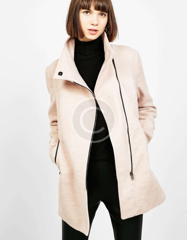 Pleated Coat With Flared Sleeves